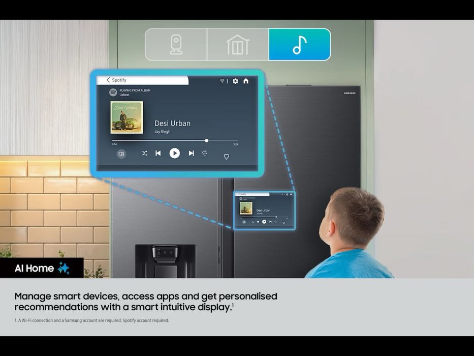 Frigider Side by Side Samsung RM90F67CECEF, NoFrost +, French Door, 654 l, Voice AI, Wi-Fi si Mod AI Energy