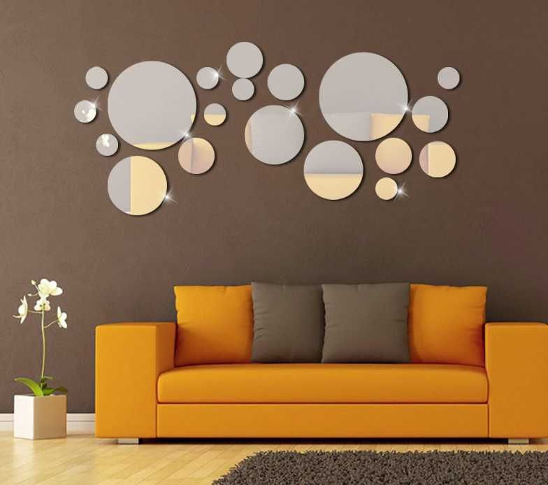 Стикери за стена Огледални стикери плочки шестоъгълни за украса декорация на стена бяна мебели