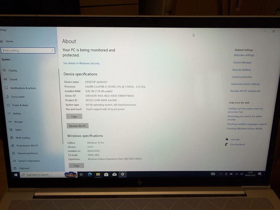 Vand Laptop HP Elitebook 850 G7 model cu touchscreen