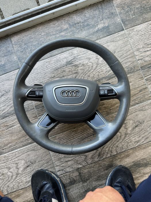 Сив Кожен Волан с Airbag за Audi A6 A7 A8