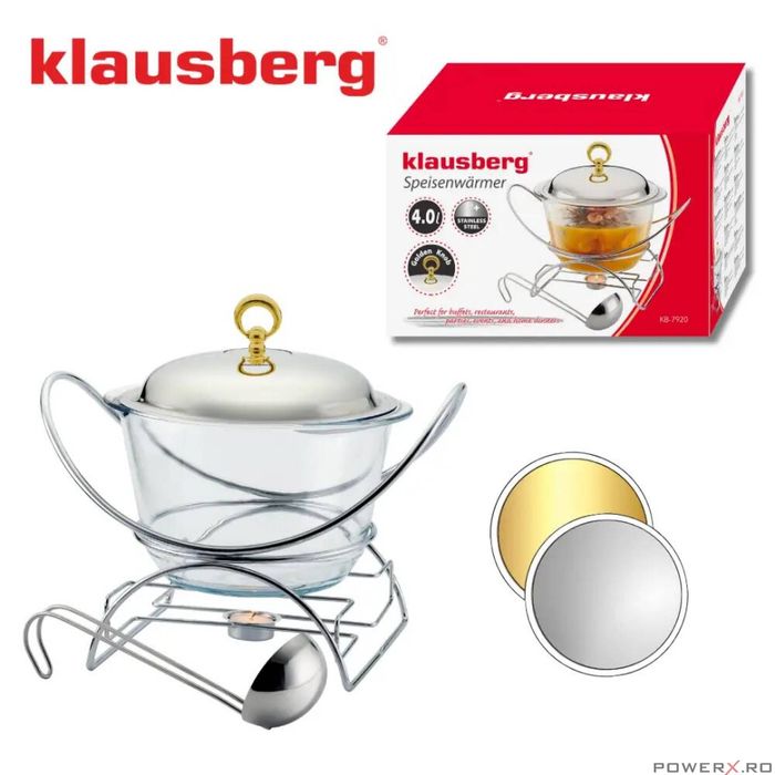 Vas, recipient pentru incalzirea alimentelor, sticla, capacitate 4