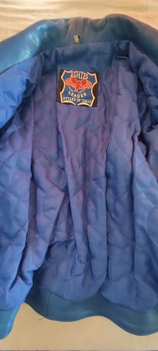 Кожени якета син