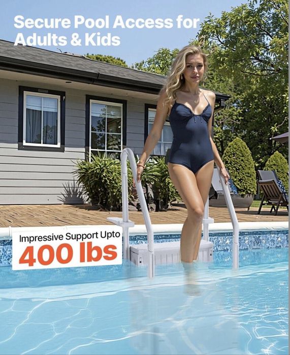 Scară premium pentru piscină îngropată, 4 trepte, nouă