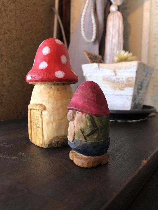 Ръчно издялкани коледни дървени фигури зайче джудже Декорация, подарък