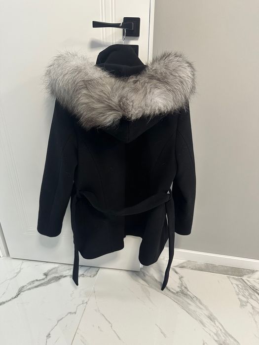 ТОП ЦЕНА Зимно дамско палто вълна и естествен косъм размер M/L