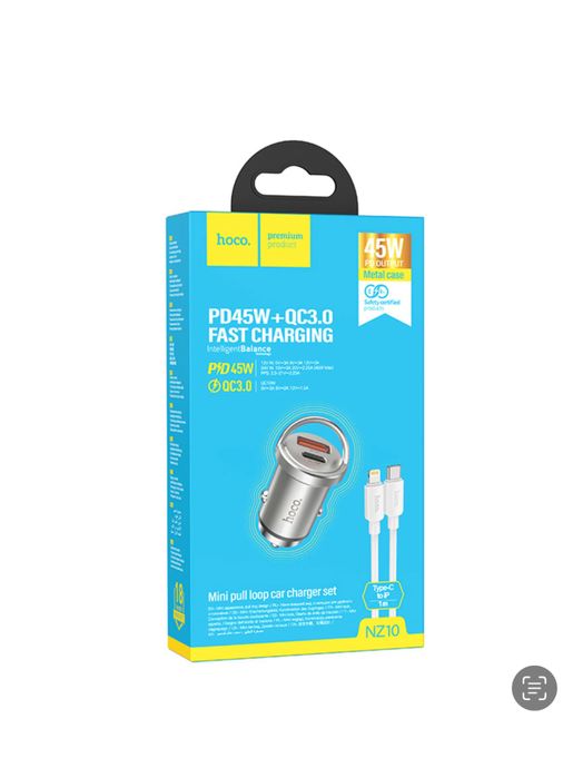 Incarcator Hoco 45W Telefon Auto Dual Usb + Usb C + Cablu