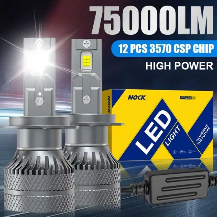 Н7 и Н4 крушки, 75000 лумена 6500K, CSP чип