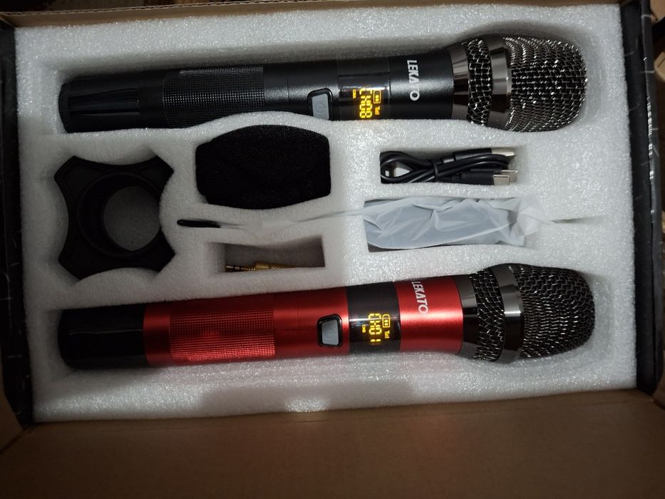 Set 2 microfoane Lekato fara fir, Microfon Microfoane duble fara fir K