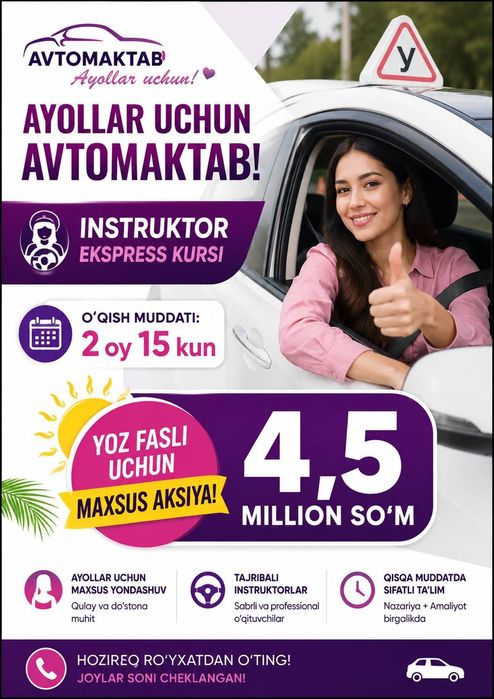 Автомактаб 2026 йил янги дастур буйича.