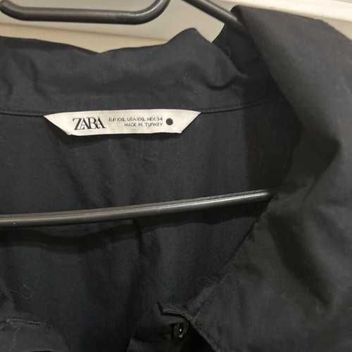 Zara макси рокля-риза, черна, овърсайз