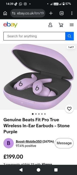 Genuine Beats Fit Pro True Wireless In-Ear Earbuds - Stone Purple