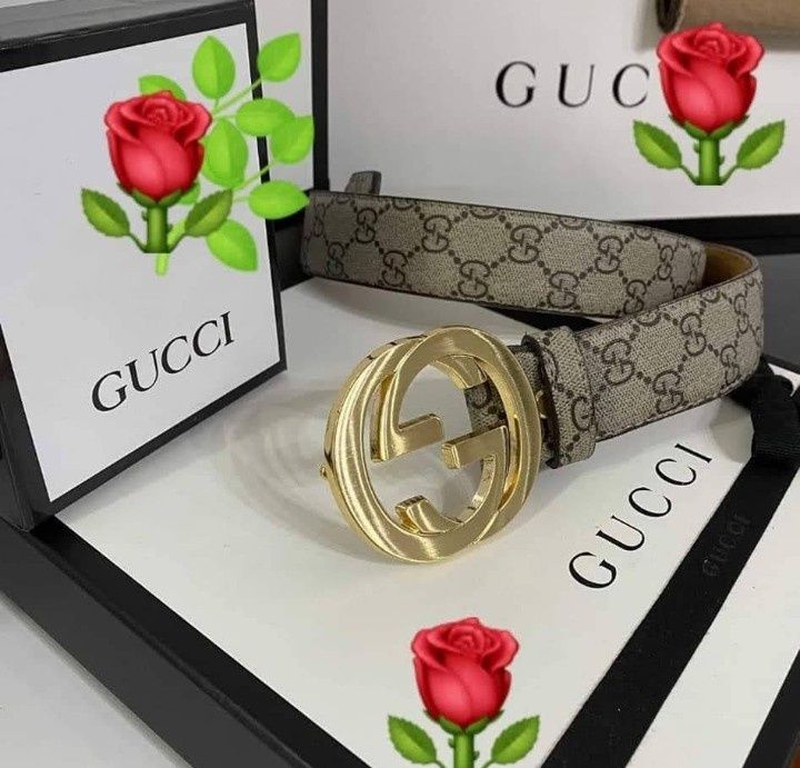 Curea piele naturala Gucci logo metalic auriu, cutie, etichetă