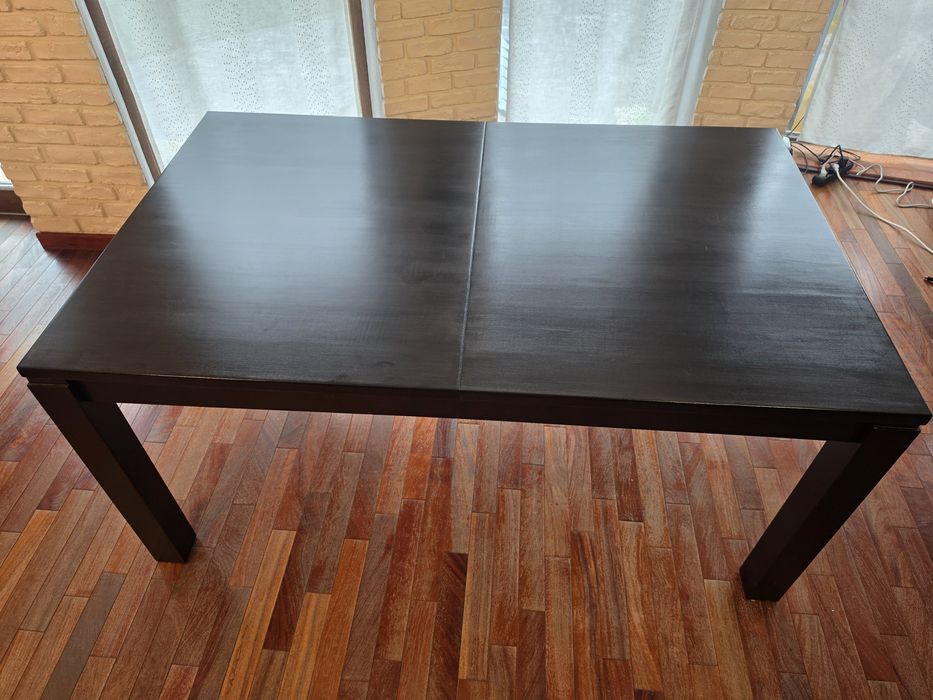 Masă dining extensibilă lemn masiv, neagră