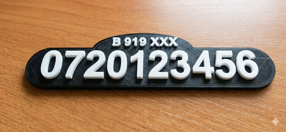 Plăcuță personalizată număr telefon / auto – print 3D