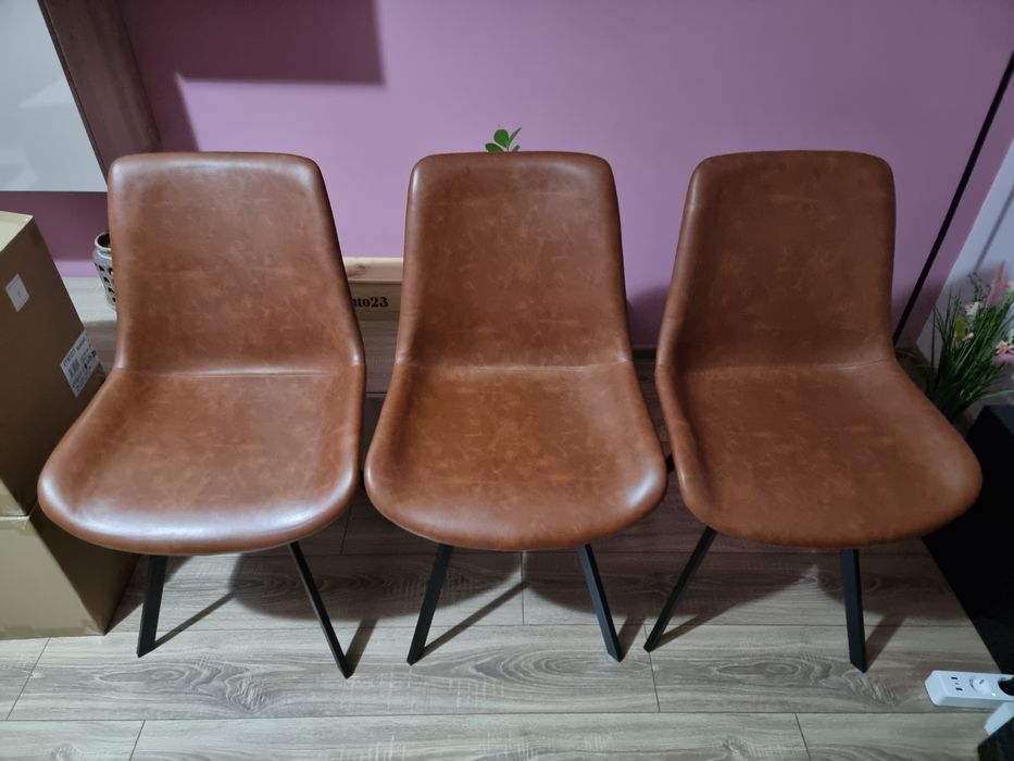 Scaune rotative din Piele ecologica, 3 bucati, Noi nefolosite.