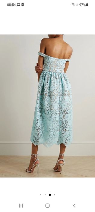 Рокля Self-portrait S/XS/UK8 синя дантела официална midi корсет криста