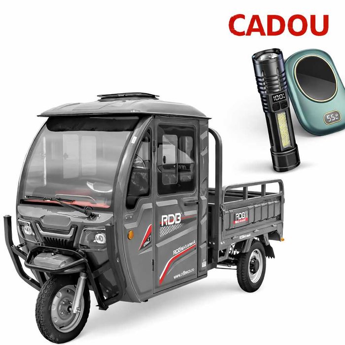 NOU! Triciclu electric RDB Max-Klass cu cabina, motor 4000W, cu volan