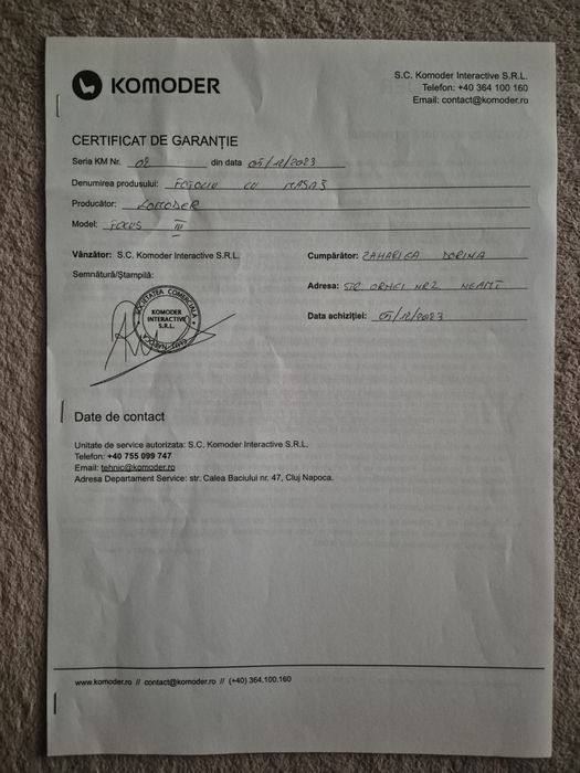 Fotoliu de masaj Komoder Focus III – ca nou, cu factură + garanție