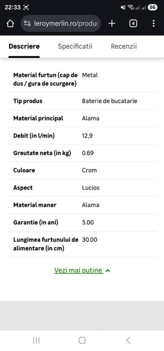Baterie Ferro bucătărie nou
