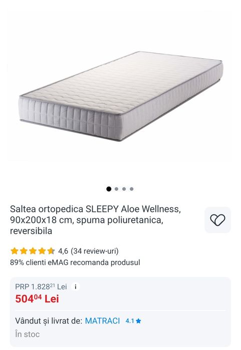 Pat de o persoană, saltea, plus dulap, stare foarte bună