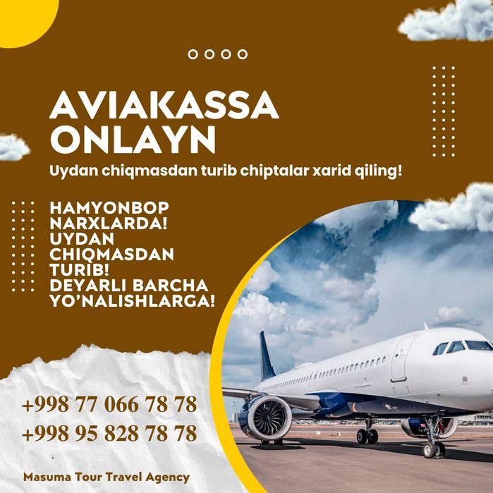 Turli yo'nalishlarga aviachiptalar! Onlayn aviakassa! Aviabiletlar!