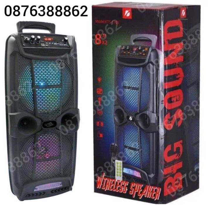 Голяма Караоке Колона, Тонколона 16” Инча Микрофон Блутут 60см.