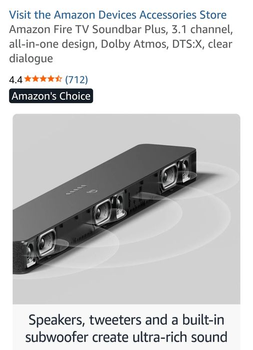 Саундбар Amazon fire sound bar + plus ( Dolby Atmos & DTS X)