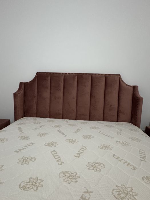 Pat matrimonial luxury 160x200 + saltea ortopedică + 2 noptiere