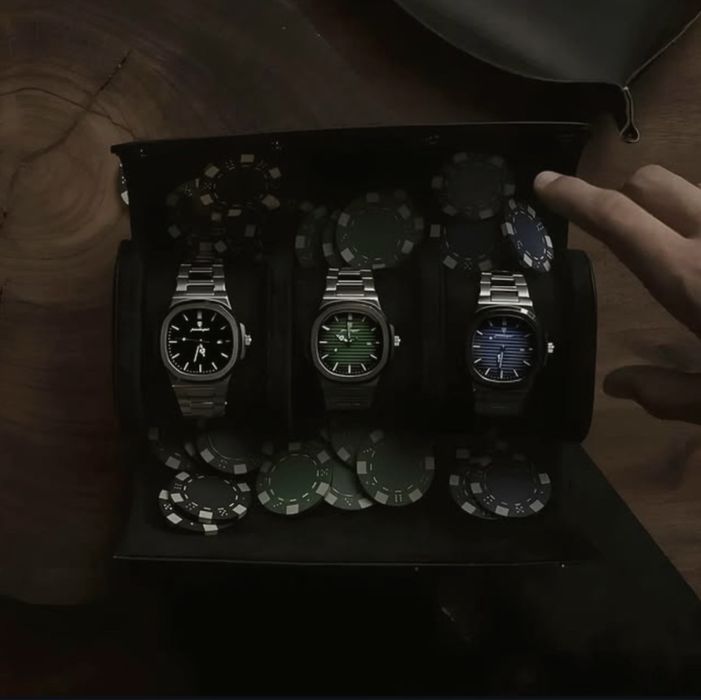 Ceas barbatesc Poedagar, otel inoxidabil, argintiu, cadran verde