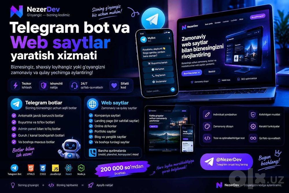 Web saytlar | Telegram botlar