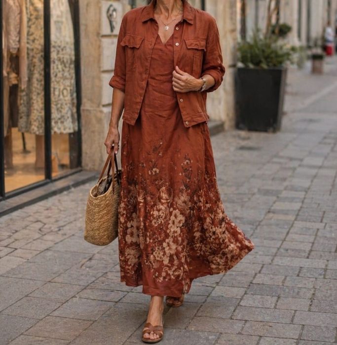 Rochie din in si cu camasa