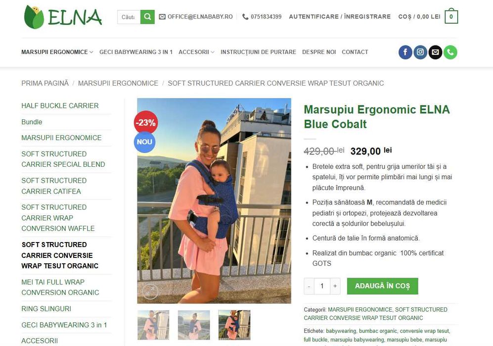 Marsupiu Ergonomic ELNA Blue Cobalt