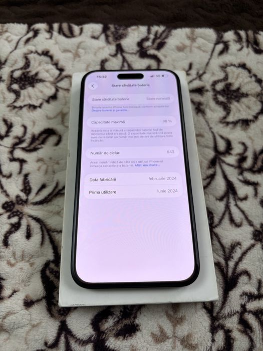 iPhone 15 Pro Max 256Gb 88Bat Blue Titanium Impecabil Full Box