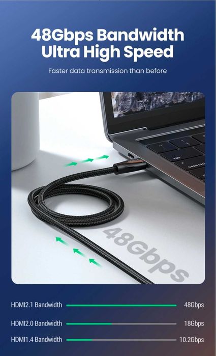 Ugreen Кабель 8K/60Hz 4K/120HZ 48Gbps HDMI to HDMI Cable for PS5 PS4