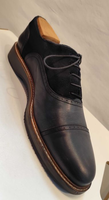 Pantofi oxford 41.5 42 cap toe Dermod piele naturala moale navy