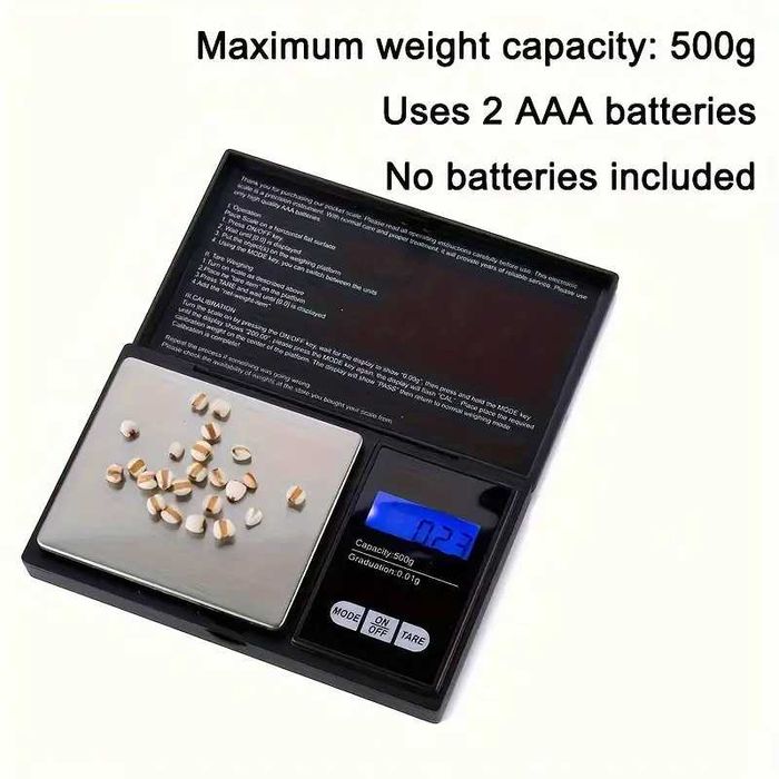 Cantar bijuterii capac negru 2 zecimale 0.01g - 1000g LCD Iluminat