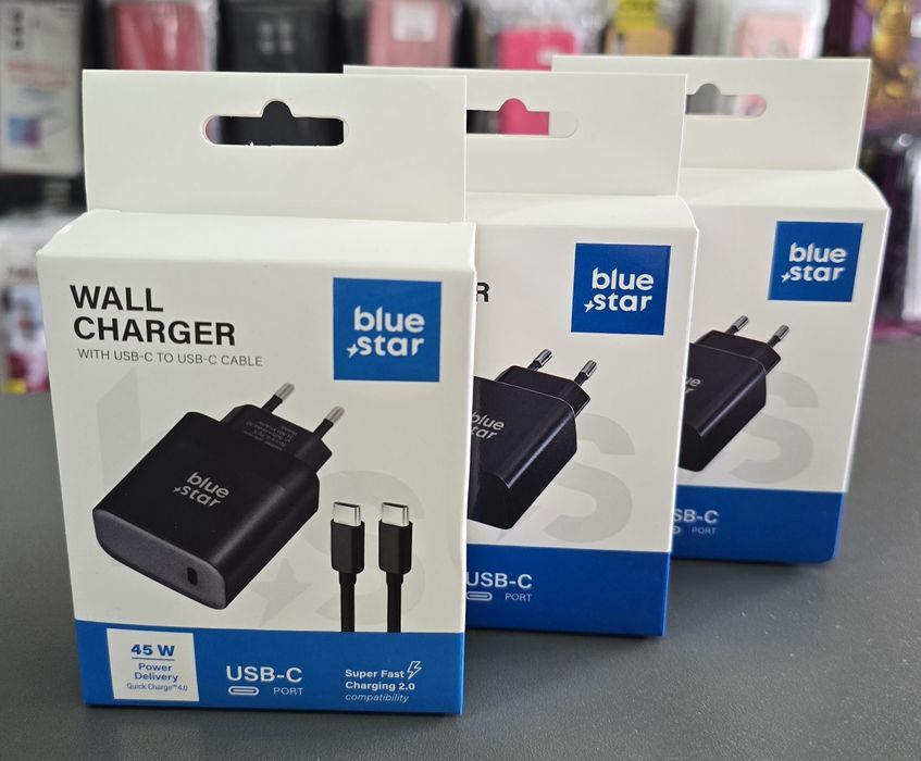 Супер бързо зарядно за SamsungS24 Ultra45W type c fast адаптер и кабел