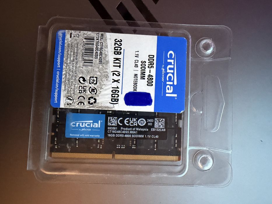 Kit 32GB RAM DDR5 Laptop 4800MHz Crucial