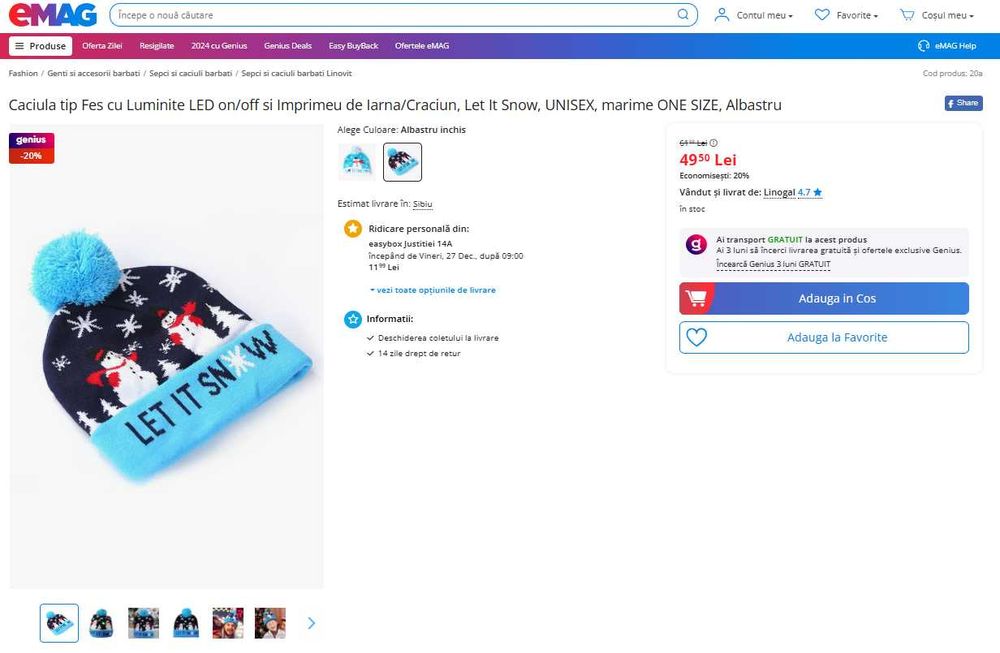 Vand caciuli cu luminite pentru sezonul festiv