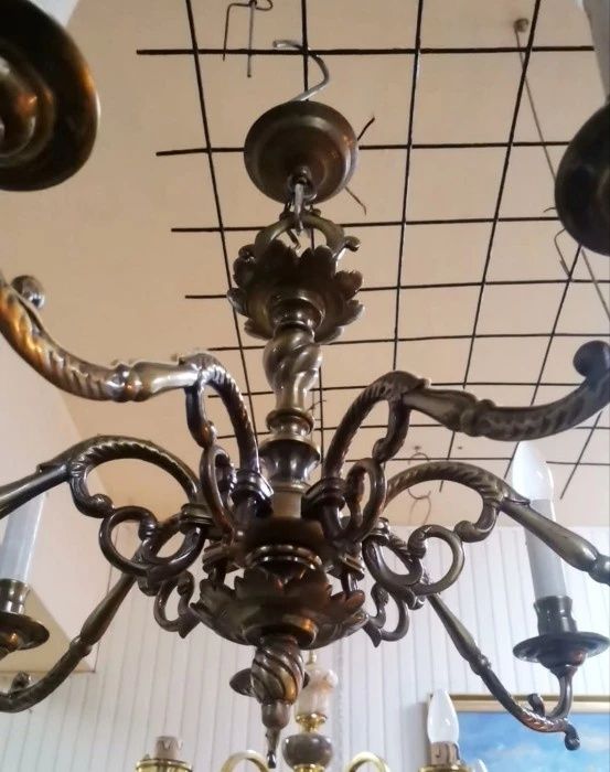 Candelabru bronz masiv cu 7 brațe de dimensiuni mari