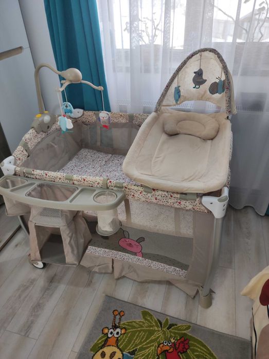 Pătuț bebeluși pe două nivele cu saltea de cocos specială