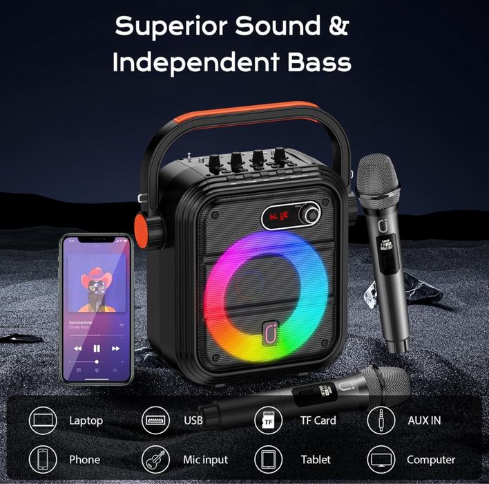 Boxa/Aparat de karaoke JYX cu 2 microfoane fără fir