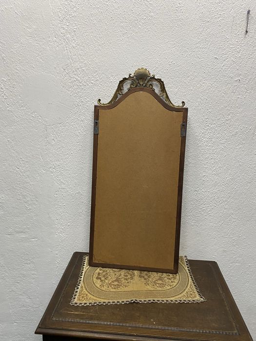 Голямо стеннo огледало дърво месинг класически стил Франция 1940 1955