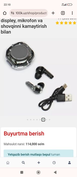 Simsiz Bluetooth quloqchinlar Air39, displey, mikrofon va shovqinni ka