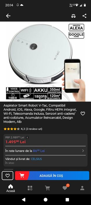 Robot aspirator V-TAC SMART