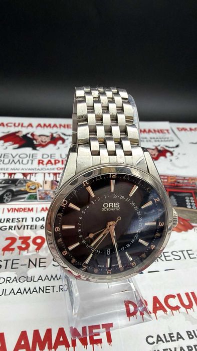 Dracula Amanet: Ceas Oris Artelier Date 40mm, ref 7591, Automatic, Safrir, Swiss Made.