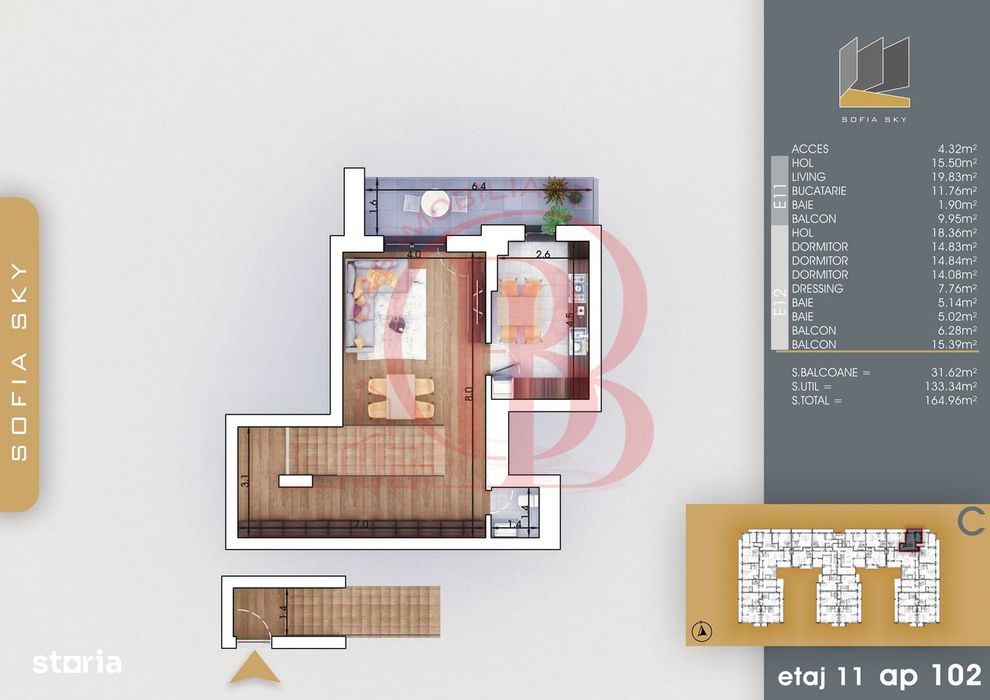 Finalizat-Mutare Rapida la 7min Metrou Duplex 4 camere cu 3 bai