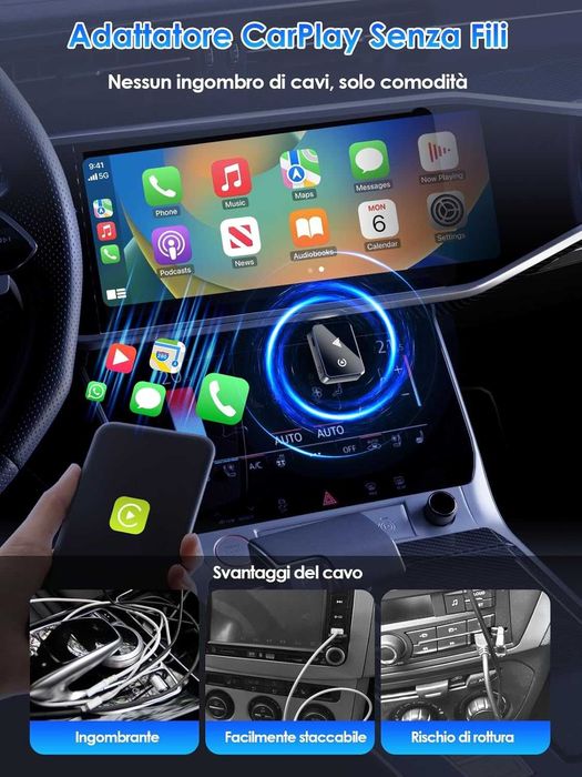2-в-1 Безжичен Адаптер за CarPlay и Android Auto (Модел 2025)