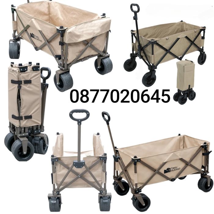 Сгъваема количка за градина, къмпинг и плаж с широки гуми 160кг