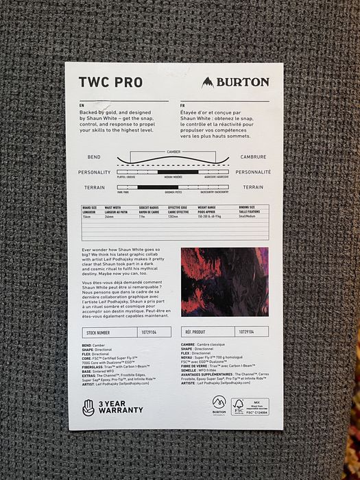 Snowboard Burton TWC Pro 156cm - The White Collection